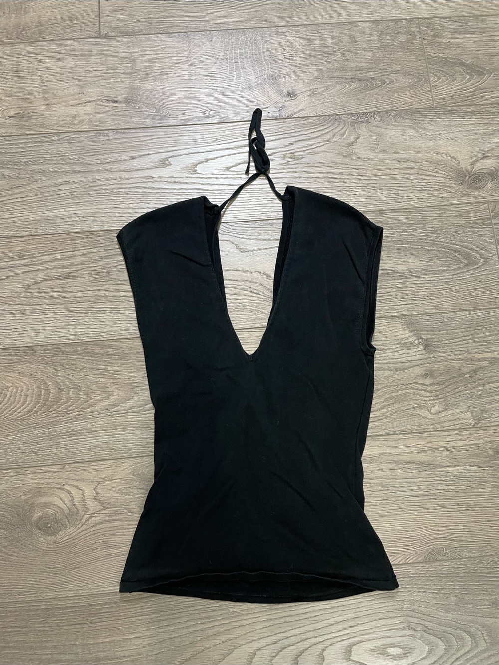 HUGO BOSS Black Halter Neck Top Deep V-Neck Party Evening Sweater Cotton XS
